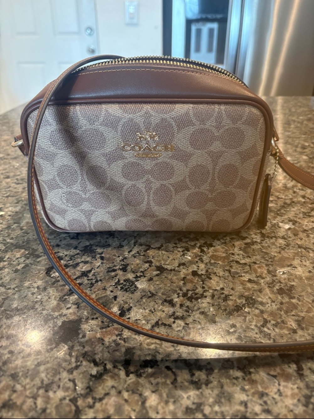 Coach Canvas Signature Crossbody in Brown and Tan